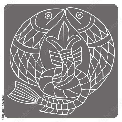 monochrome icon with Celtic art and ethnic ornaments for your design