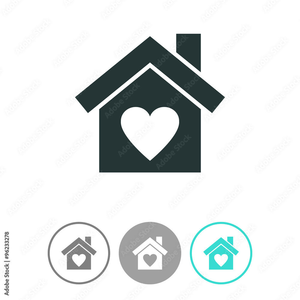 House with heart vector icon.