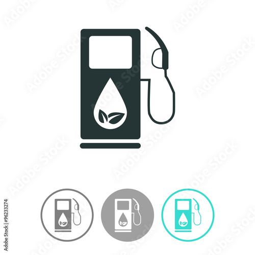 Gas station icon with leaves vector icon. Eco fuel symbol.
