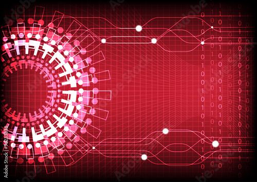 Red Technology Number Backg...