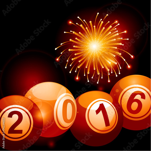 Bingo lottery balls 2016 and fireworks