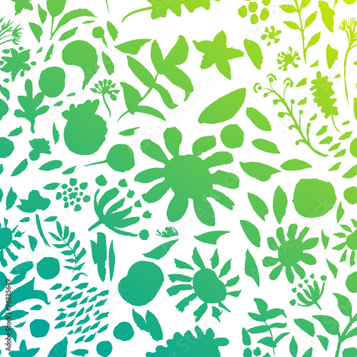 Artistic floral summer green pattern 