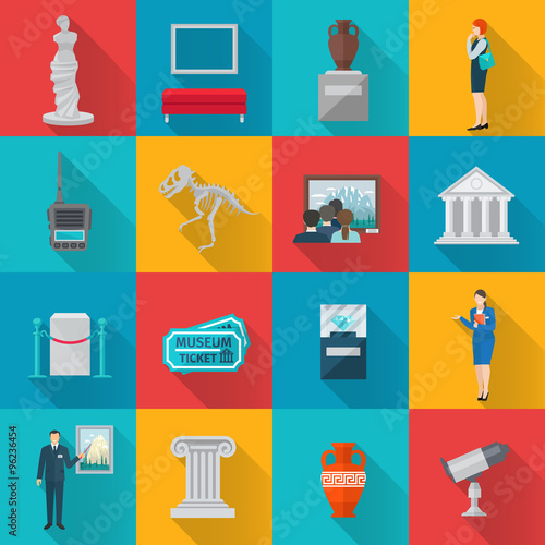 Museum Icons Flat Set