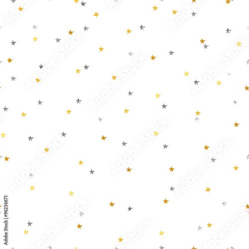 Magic silver and gold stars seamless pattern