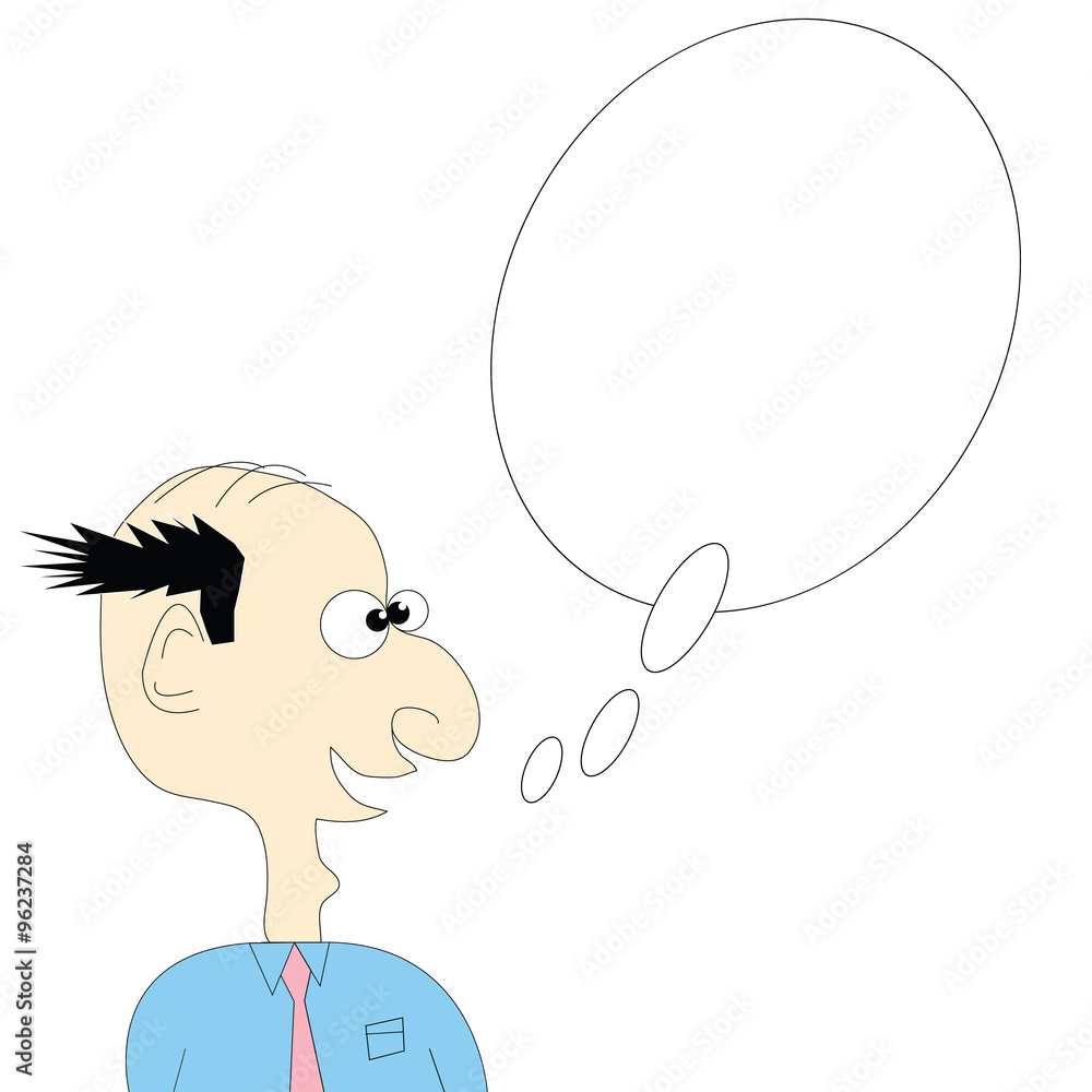 Cartoon of a bald man with conversation balloon - Vector and illustration Cartoon of a bald man with conversation balloon - Vector and illustration