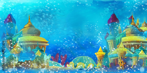Cartoon undersea background - illustration for the children