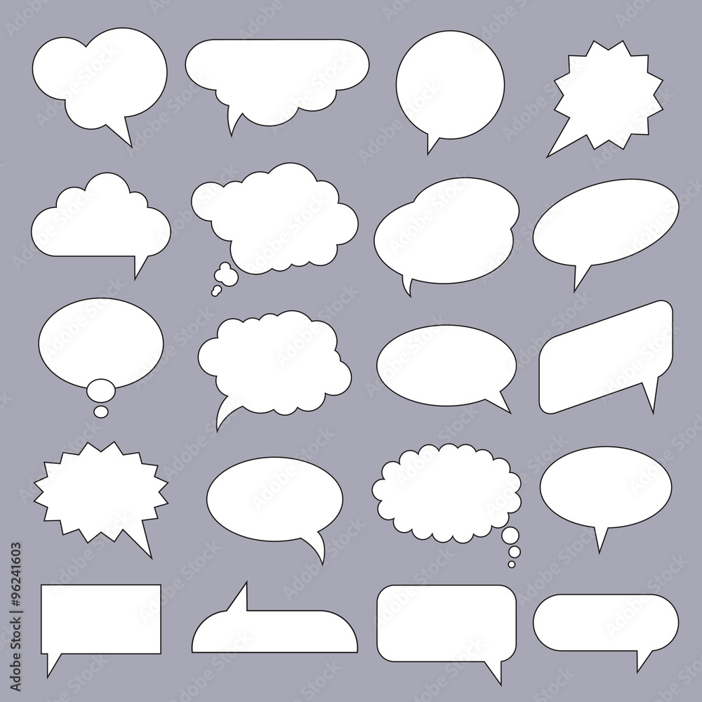 Set of flat white bubbles for speech. Elements for design. Set of flat white bubbles for speech. Elements for design.