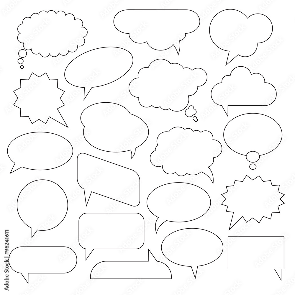 Obraz premium Set of flat white bubbles for speech. Elements for design.