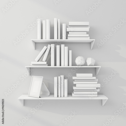 3d rendered bookshelves.