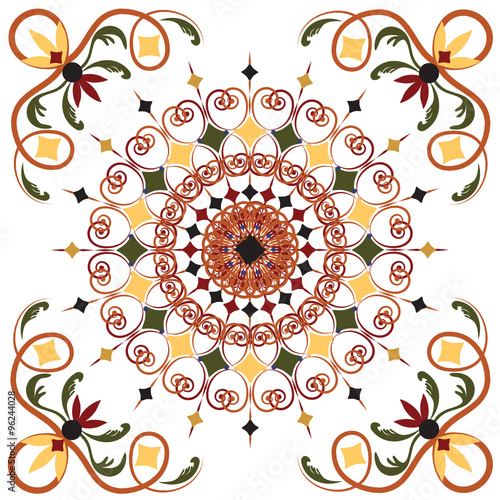 buntes Ornament mit Rahmenecken