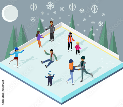 Ice Rink with People Isometric Style