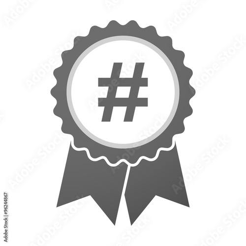 Vector badge icon with a hash tag