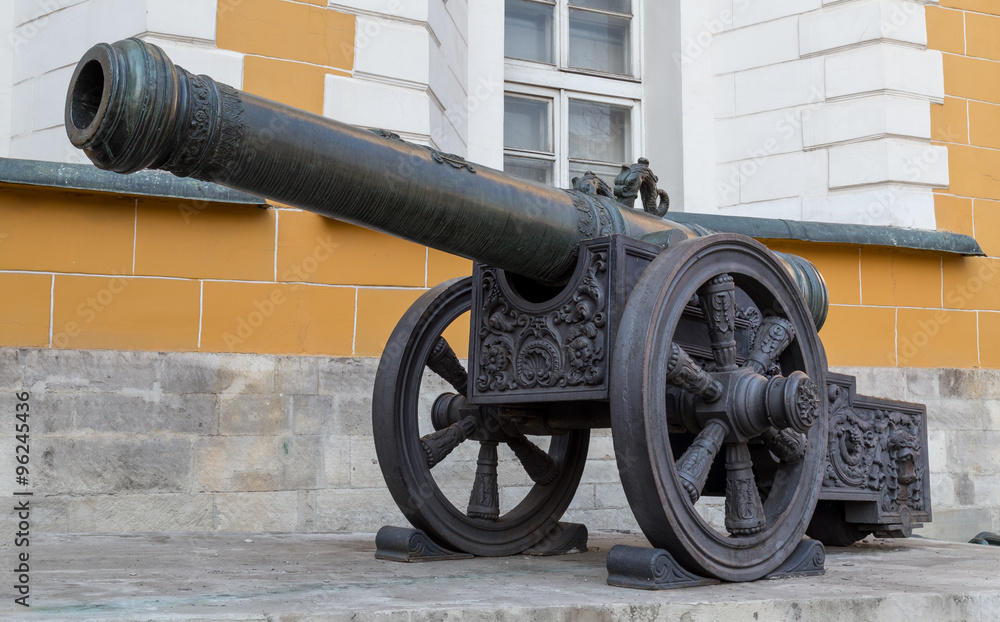 Old medieval artillery iron cannon Old medieval artillery iron cannon