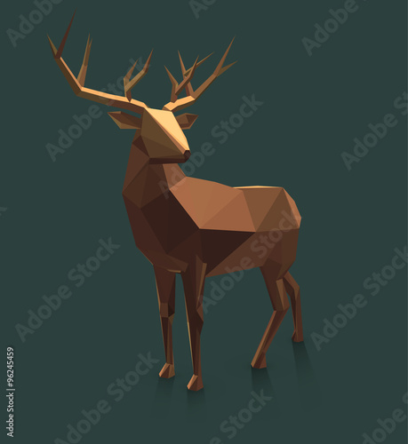 Polygonal illustration. Vector low poly deer.