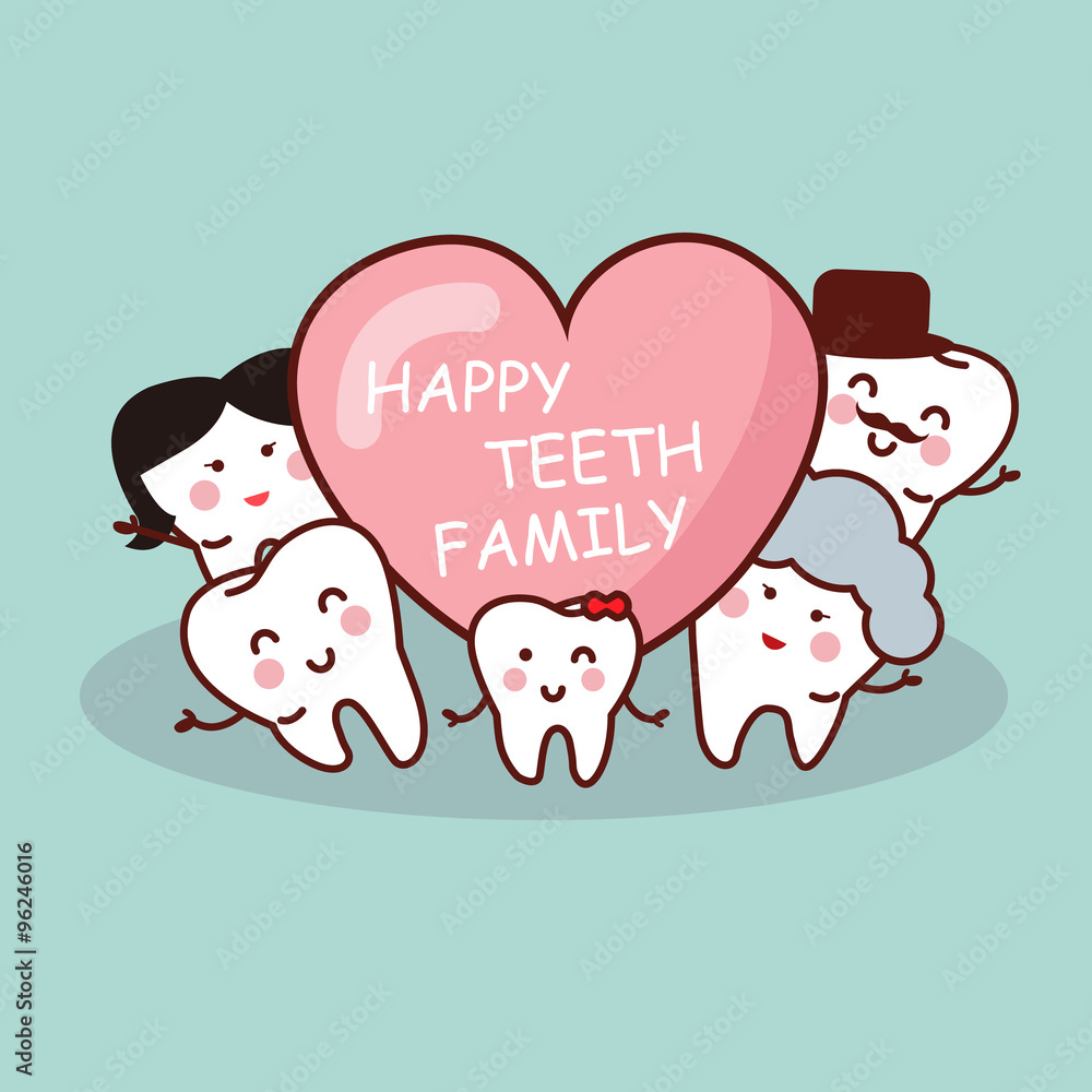 Happy cartoon tooth family Happy cartoon tooth family