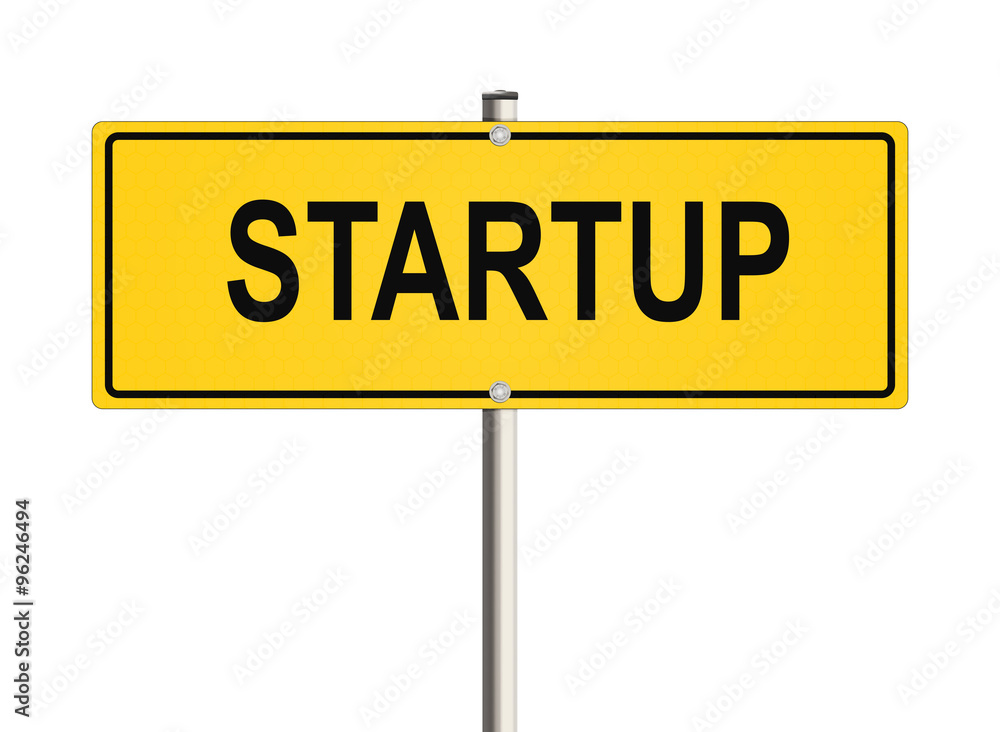 Startup. Road sign on the white background. Raster illustration. Startup. Road sign on the white background. Raster illustration.