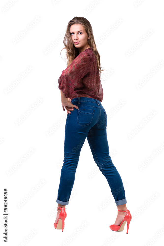 Full length portrait of a caucasian woman isolated on white Full length portrait of a caucasian woman isolated on white