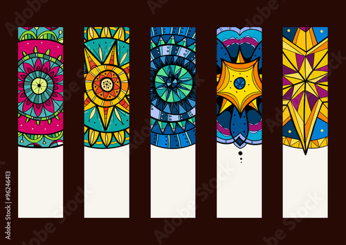 Set 2 of banners, with hand drawn mandalas