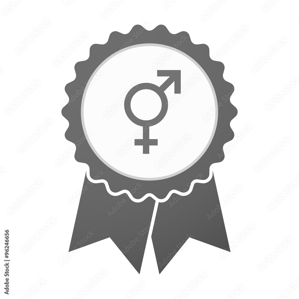 Vector badge icon with a transgender symbol