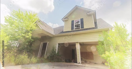 Wallpaper Mural Abandoned Home Time Lapse. a time lapse of an overgrown abandoned destroyed residential house. destroyed home.
 Torontodigital.ca