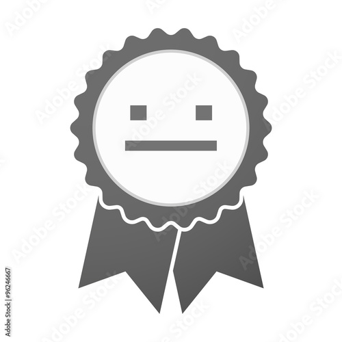 Vector badge icon with a emotionless text face