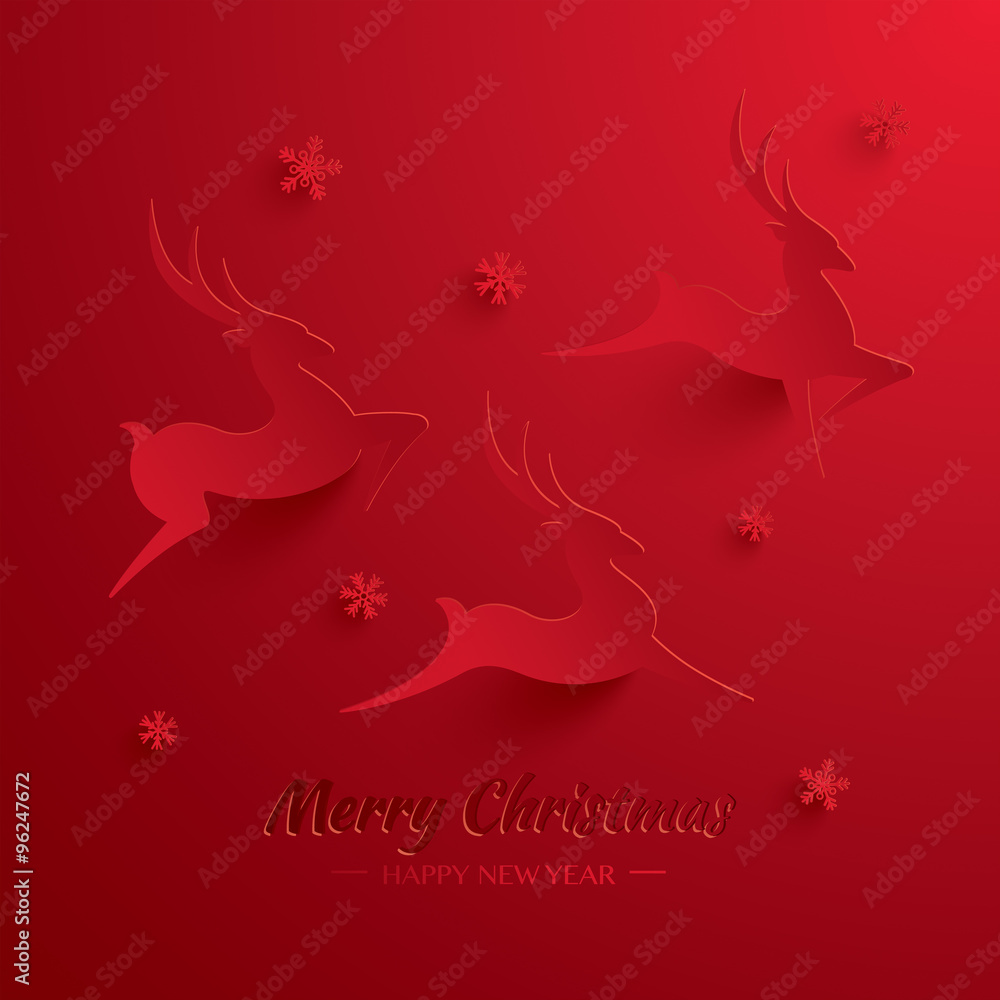 Rudolph Reindeer. Greeting Card. Vector paper graphic of Rudolph Reindeer Rudolph Reindeer. Greeting Card. Vector paper graphic of Rudolph Reindeer
