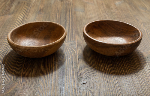 wooden bowls on table