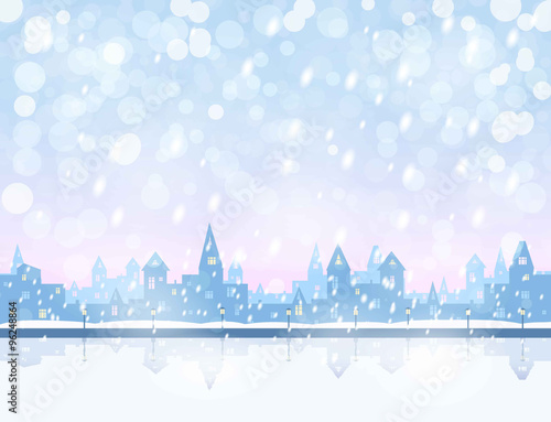 snowing   town