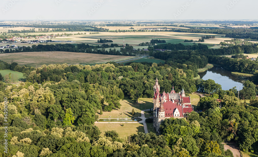 aerial view of Moszna castle