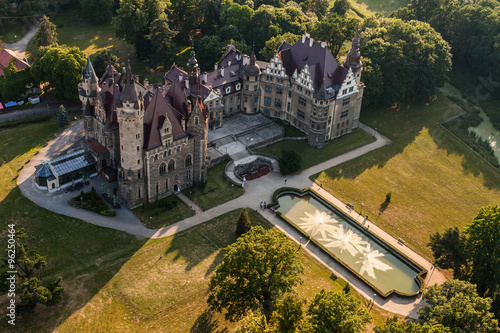 aerial view of Moszna castle #96250464