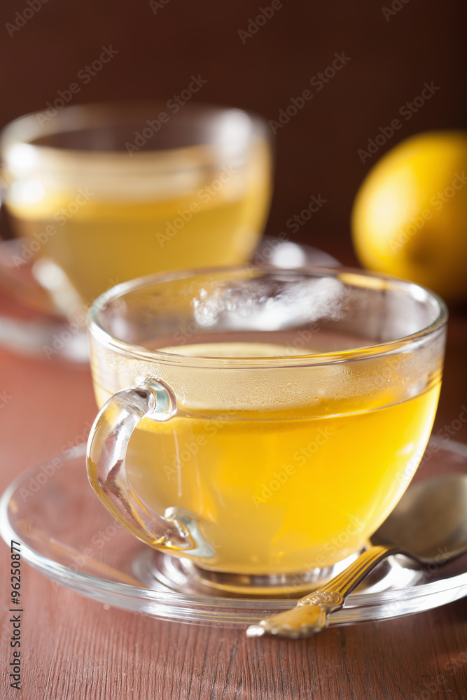 hot lemon ginger tea in glass cup hot lemon ginger tea in glass cup