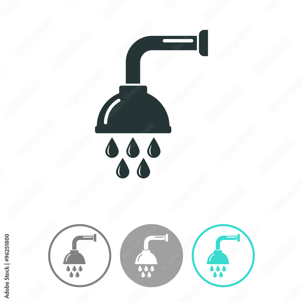 Shower vector icon. Douche with water drops symbol. Shower vector icon. Douche with water drops symbol.