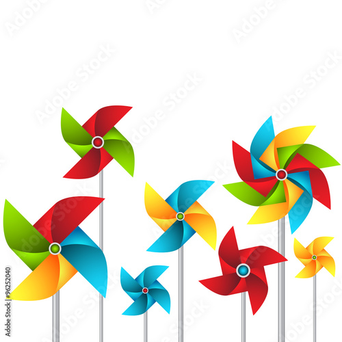 Vector set of paper weather vanes in different colors with 4 and 8 sections