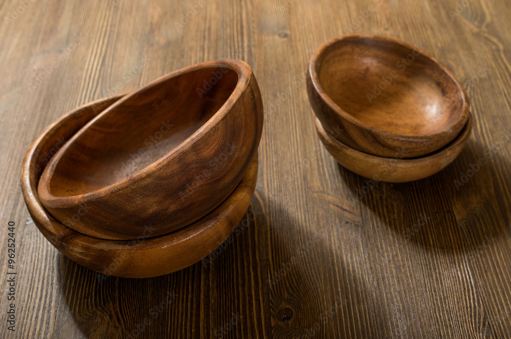 wooden bowls on table wooden bowls on table
