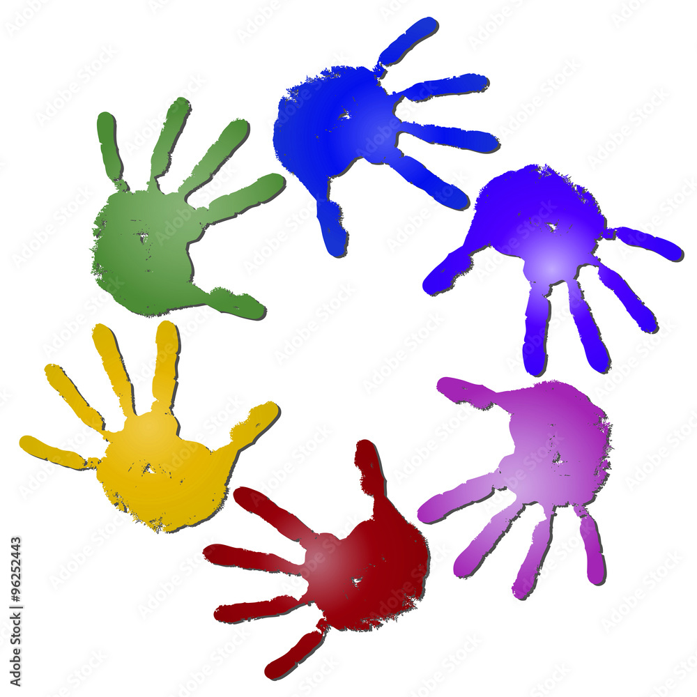 Conceptual children painted hand print isolated Conceptual children painted hand print isolated