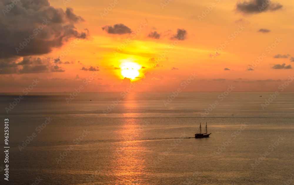 Beautiful sunset seen from Promthep cape in Phuket Thailand Beautiful sunset seen from Promthep cape in Phuket Thailand