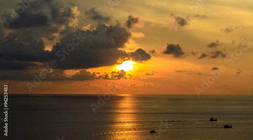 sunset with boat seen from Promthep cape in Phuket Thailand © aon_skynotlimit