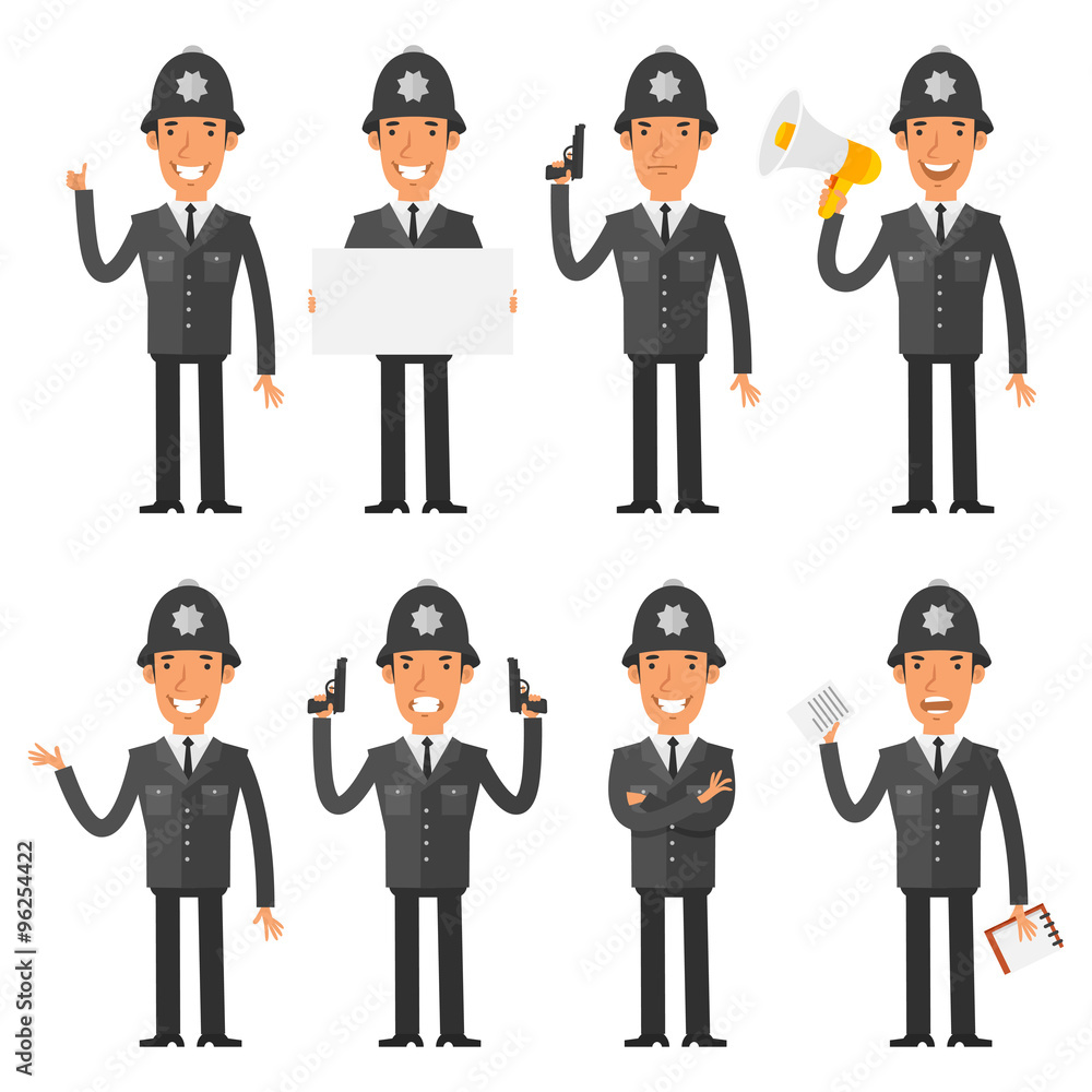 English policeman in different poses