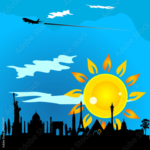 famous monuments historic vector illustration