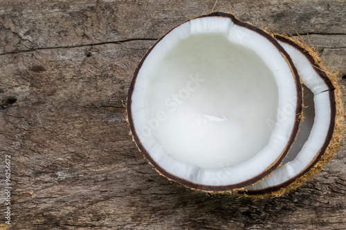 Coconut isolated on wooden background