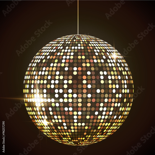 mirror disco ball vector illustration EPS10. Transparent objects and opacity masks used for shadows and lights drawing