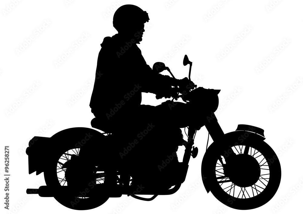 Fototapeta premium Man on big bike on white background
