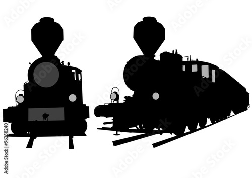 Great vintage steam locomotive on a white background