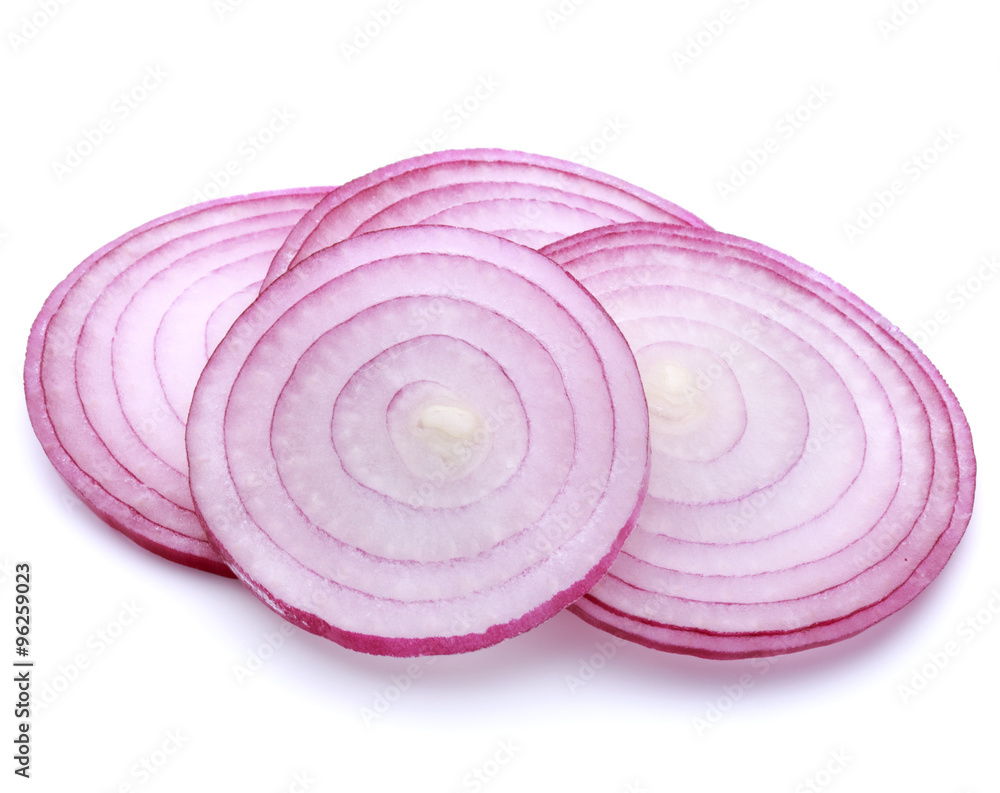 Sliced red onion rings isolated on white background cutout Sliced red onion rings isolated on white background cutout