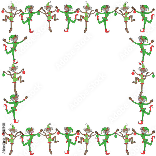 Postcard happy new year, Christmas monkeys. Invitation elf