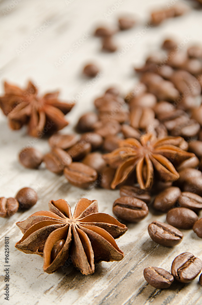 Coffee beans with banyan Coffee beans with banyan