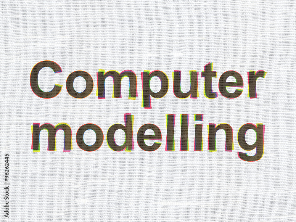 Science concept: Computer Modelling on fabric texture background Science concept: Computer Modelling on fabric texture background