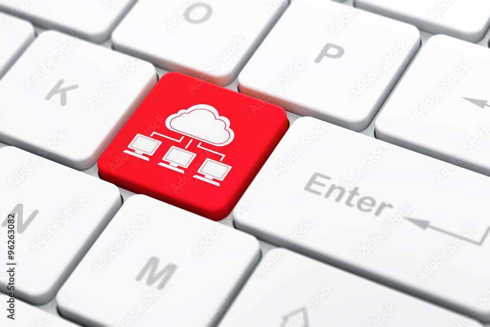 Cloud computing concept: Cloud Network on computer keyboard background Cloud computing concept: Cloud Network on computer keyboard background