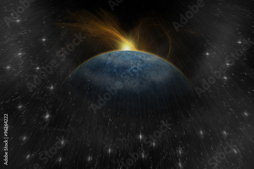 Fototapeta Naklejka Na Ścianę i Meble -  Planet landscape in space/Explosion planet in space. Digital retouch.