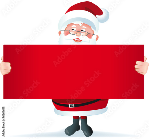 Weihnachtsmann hält leeres rotes Schild